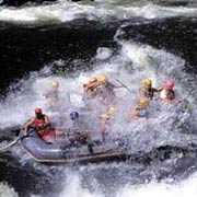 White-water rafting beloow the Victoria Falls on the Zambezi River