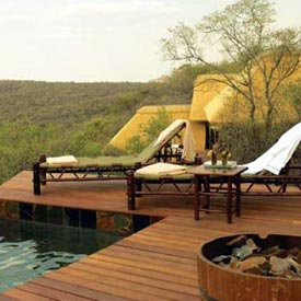 The pool deck overlooking the Madikwe Game Reserve