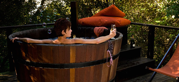Relax and unwind in the Bubble Barrel at the spa