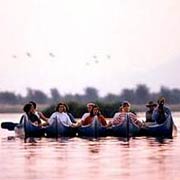 Canoeing at sunset